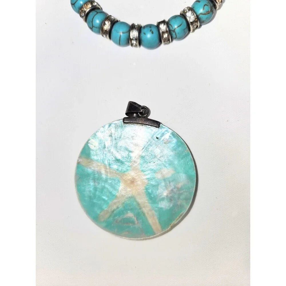 Betsey Johnson Seahorse Pendant Necklace & Turquoise Bead Bracelet Jewelry Set